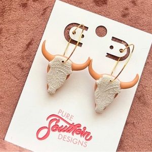 Desert Bull Skull Hoop Earrings, Boho Earring NEW